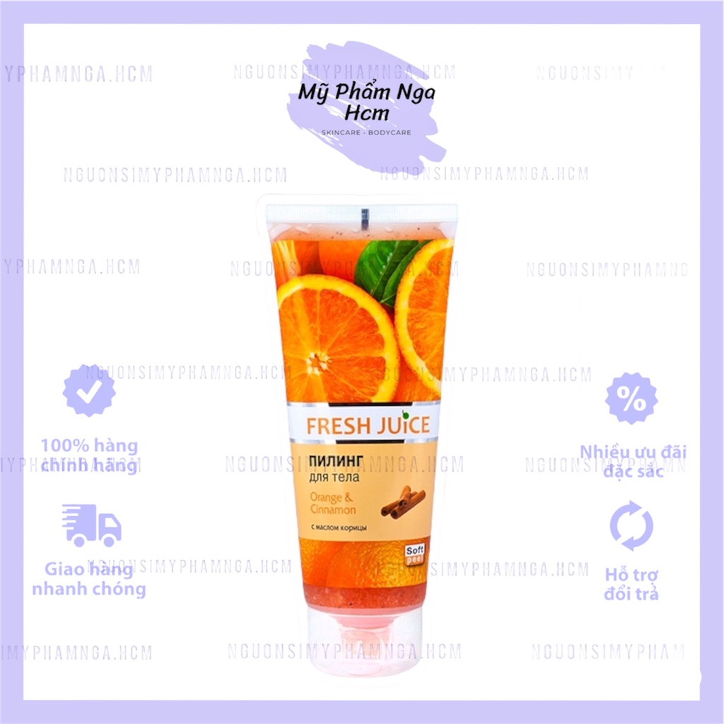 Tẩy da chết body Fresh Juice Cam và quế sáng da ngừa mụn