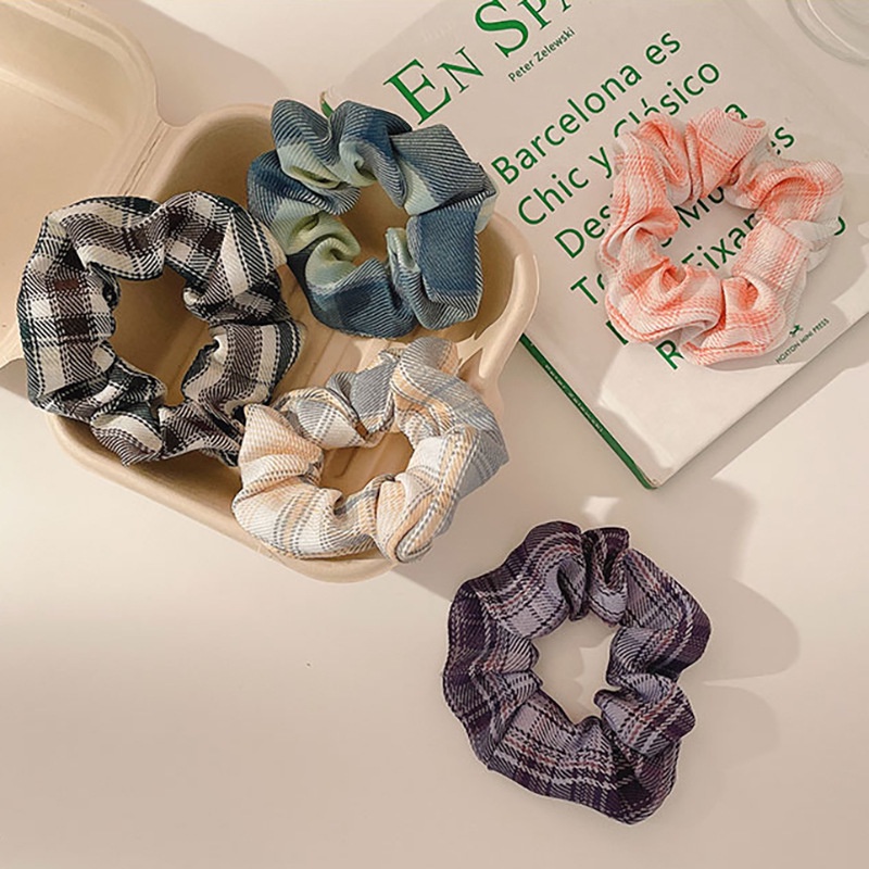 Scrunchies Cột Tóc Dây buôc tóc Vải Sọc Kẻ Hàn Quốc Nhiều Màu - T01