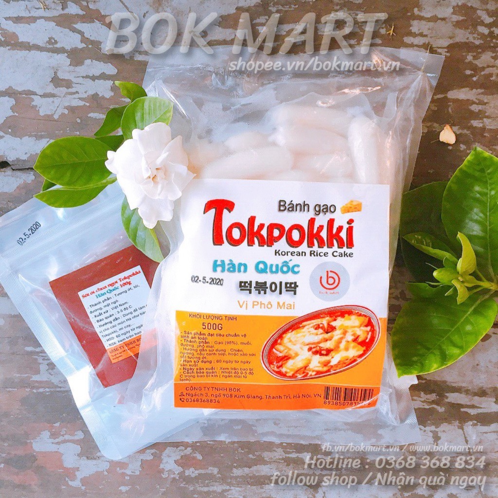 Bánh gạo tokbokki nhân phô mai kèm sốt (500G bánh gạo phô mai +100G sốt)
