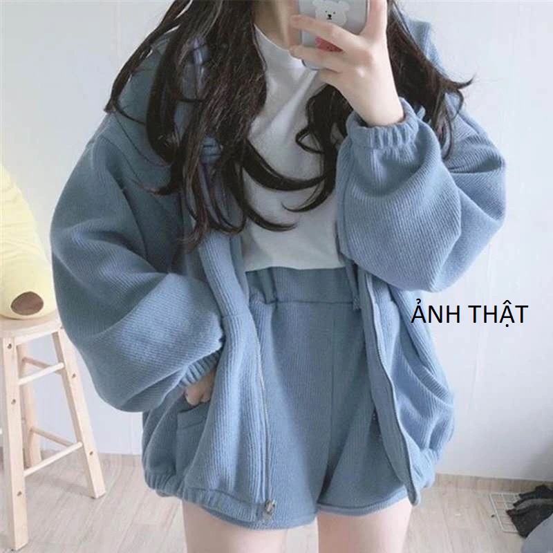 Áo hoodie nữ len tăm lót lông dày dặn không nhăn không xù ẢNH THẬT | BigBuy360 - bigbuy360.vn