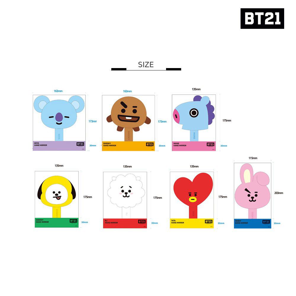 [Hàng mới về] Gương trang điểm cầm tay bằng gel silica hình BT21 hoạt hình đáng yêu cho học sinh