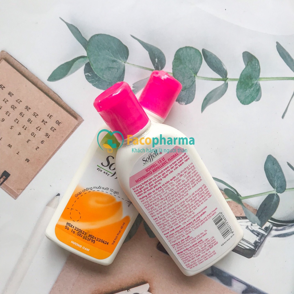 Kem chống muỗi đuổi muỗi Soffell hương thơm dịu nhẹ an toàn cho da chai 60ml