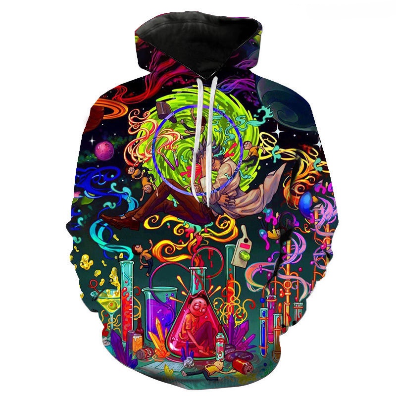 Áo Hoodie Tay Dài In Họa Tiết Hoạt Hình Rick and Morty 3D Thời Trang Đường Phố Cho Bé Trai Và Gái