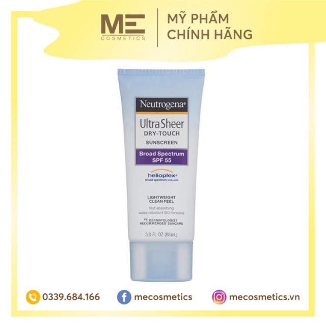 Kem chống nắng Neutrogena Ultra Sheer Dry Touch Sunscreen Broad Spectrum SPF 55 88ml