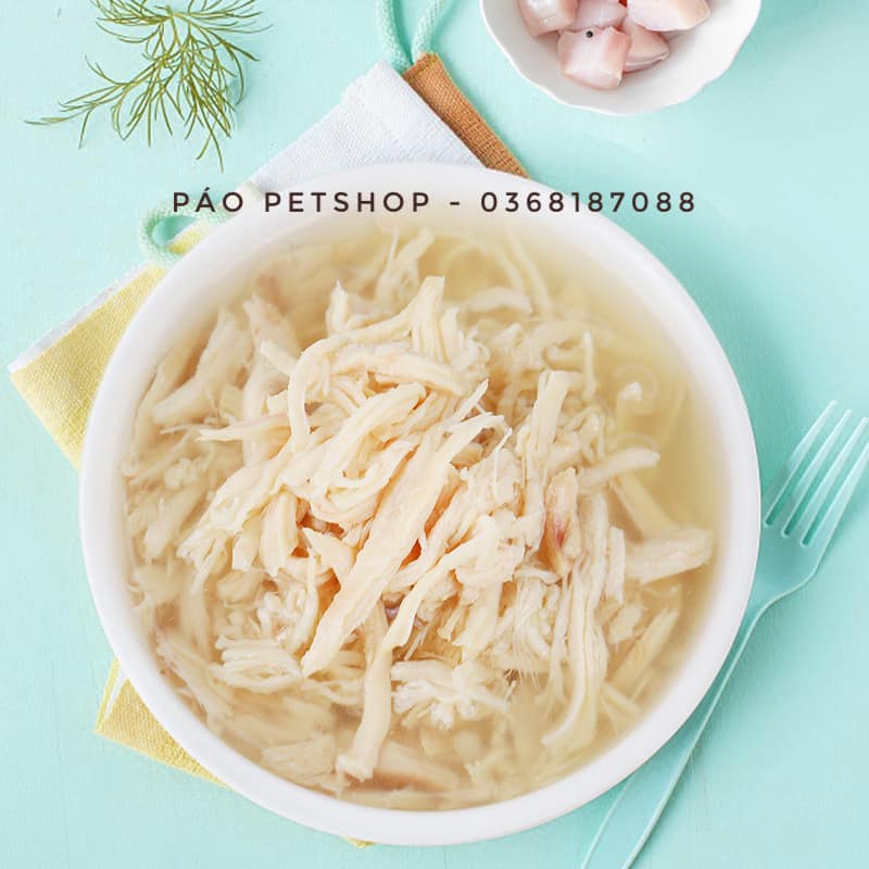 Pate cho mèo Meomeoda (Poroca) - 12 lon - thịt gà xé, nhiều nước sốt
