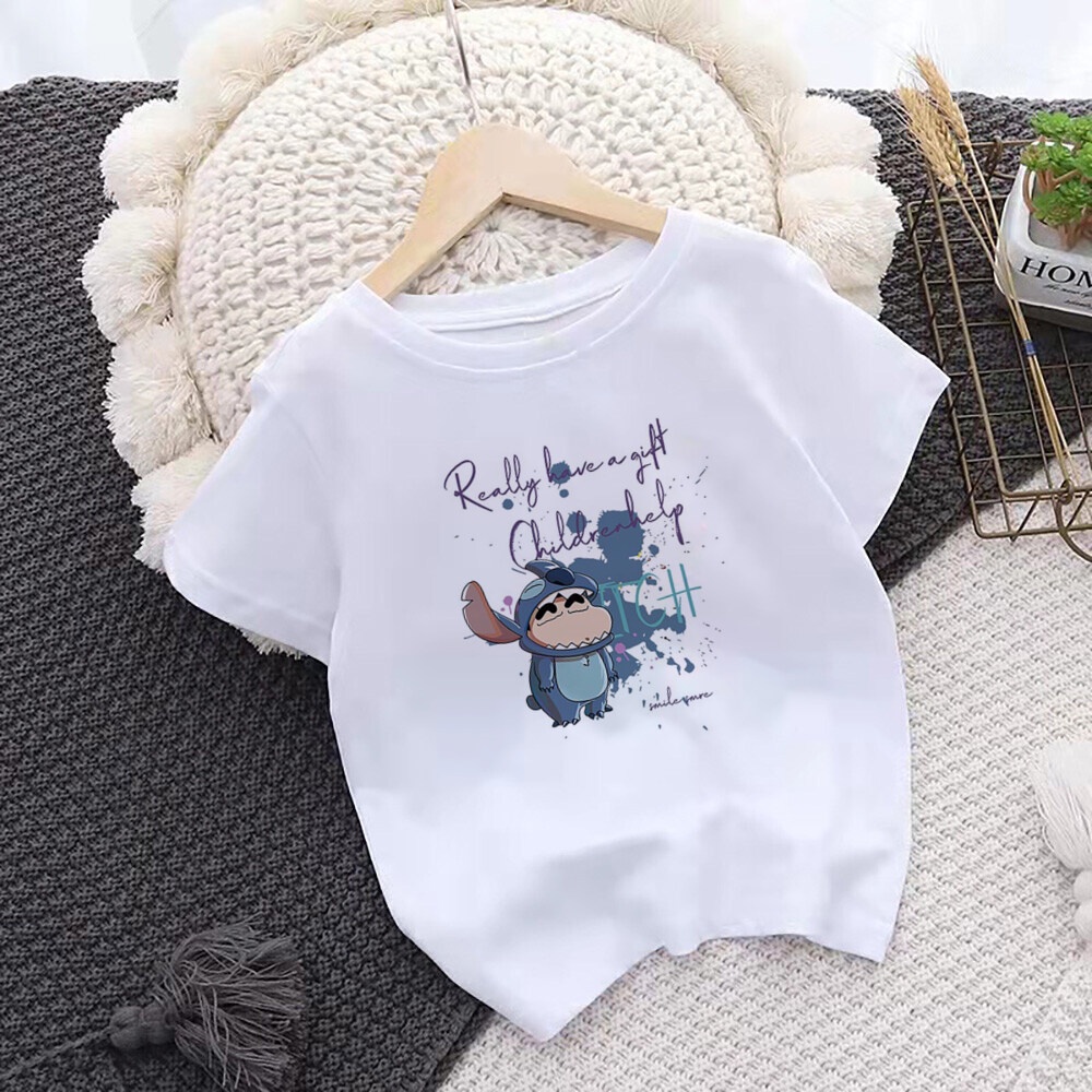 Áo Thun Tay Ngắn In Hình shin Cậu Bé Bút Chì Dễ Thương Cho Bé Trai & Gái