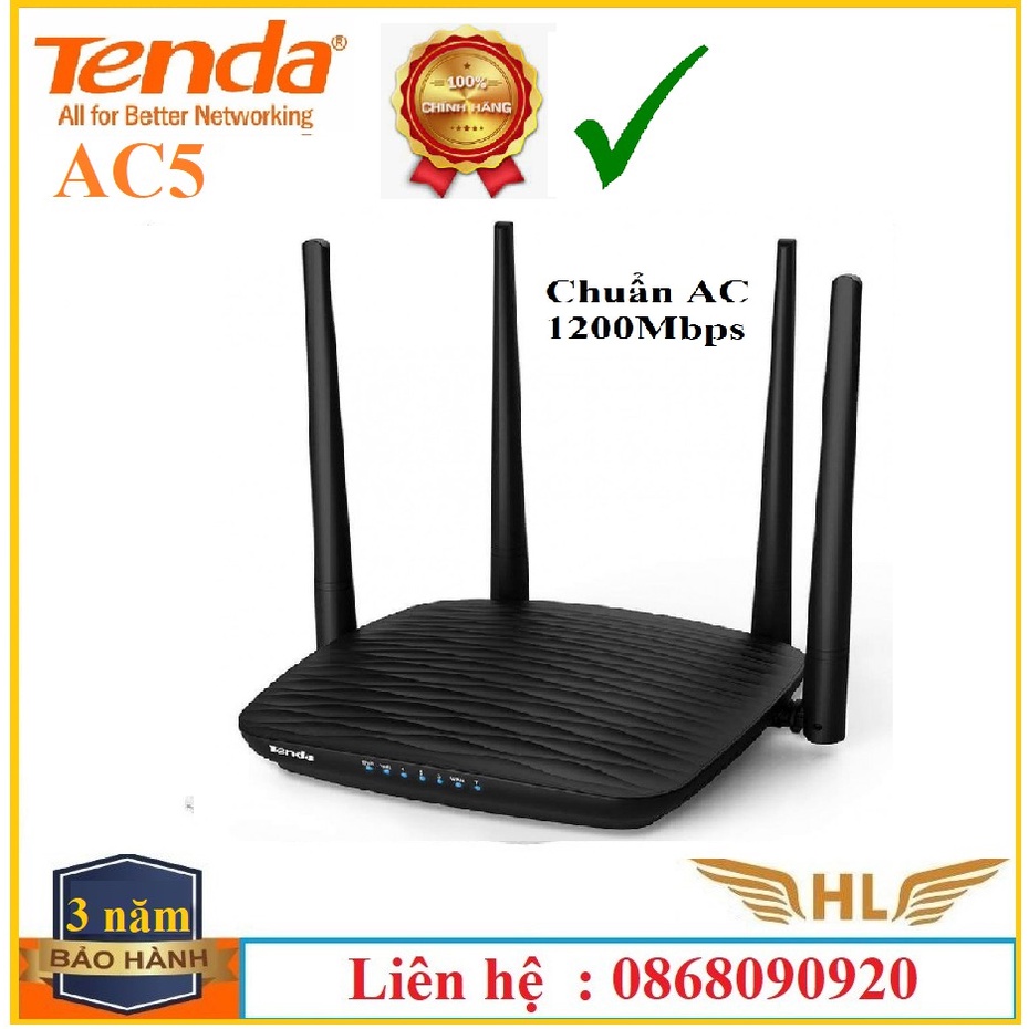 Bộ Phát Wifi Xuyên Tường Tenda AC5 Chuẩn AC1200Mbps , Tenda AC6 Chuẩn AC1200Mbps -Hàng Chính Hãng