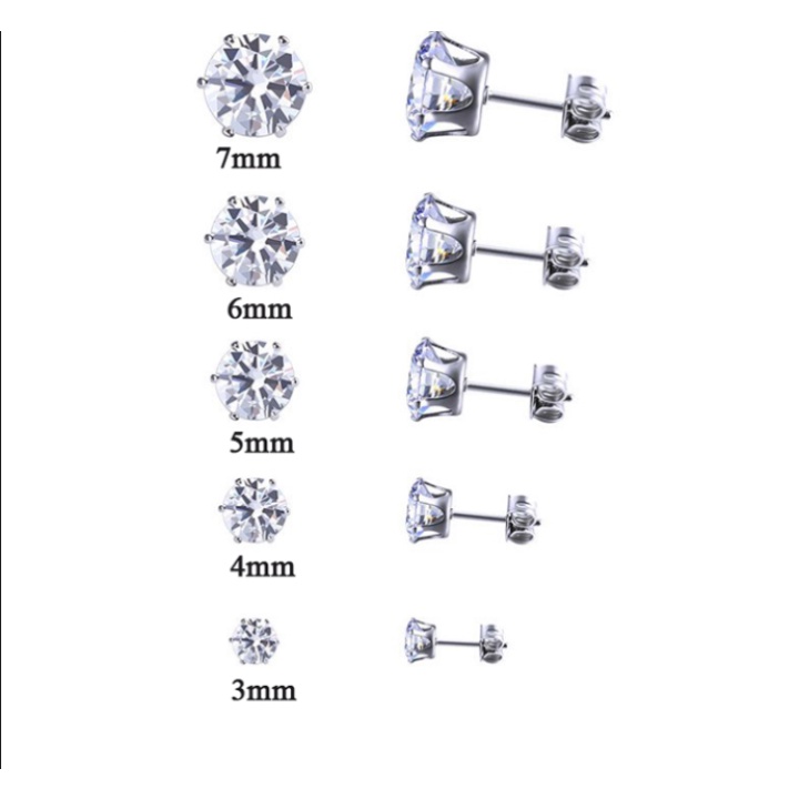SET 12 ĐÔI BÔNG TAI NAM ĐÍNH ĐÁ TRẮNG SÁNG CHÓI LÓA 12BTZIRCON81