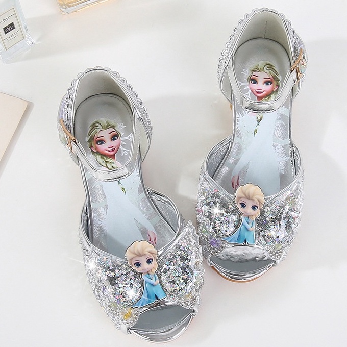 Giày công chúa Elsa cao gót cho bé gái 3-8 tuổi đi học, đi chơi
