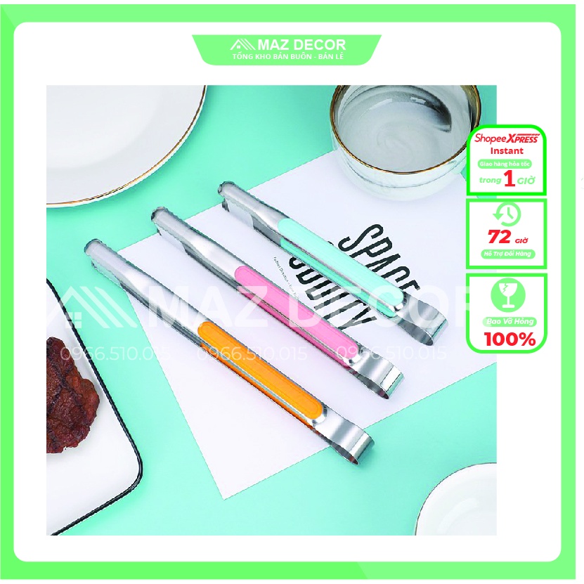 [Sỉ] Dụng cụ kẹp inox gắp thức ăn, đá, đồ nóng thực phẩm cao cấp đẹp dày dặn các màu