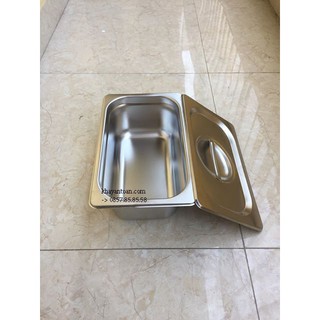 khay đựng topping inox 1/4 có nắp