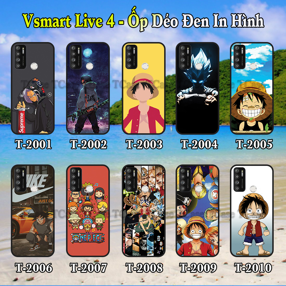 Ốp lưng Vsmart Live 4 dẻo đen in hình One Piece