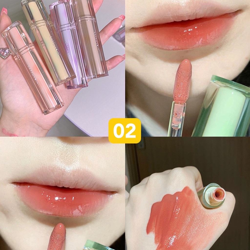 Son kem bóng CAPPUVINI thạch trà căng mọng nhẹ môi Iced Tea Mirror Surface Lip Glaze 2022