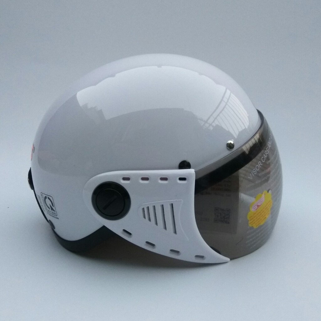 Mũ bảo hiểm nửa đầu có kính GRS A08K size bé (màu trắng)