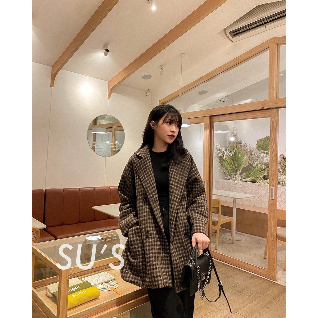 Áo khoác dạ kẻ ô nhỏ túi vuông A2138 SUSTORE | BigBuy360 - bigbuy360.vn