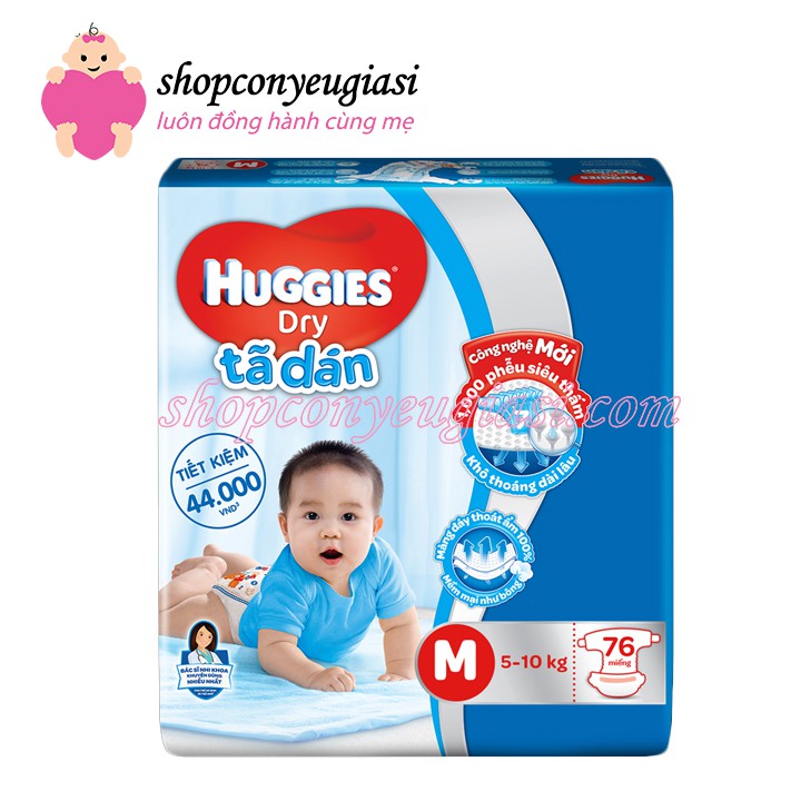 Tã dán Huggies Cỡ Đại M76/L68/XL62/XXL56