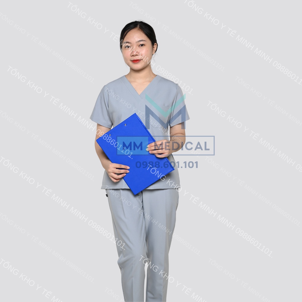 Bộ quần áo Spa, Blu y tế, đồng phục phòng khám, thẩm mỹ màu Ghi Xám