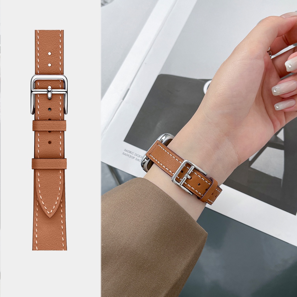 Dây Đeo Bằng Da Thật Mỏng Cho Đồng Hồ Apple Watch 45mm 41mm 44mm 40mm 38mm 42mm