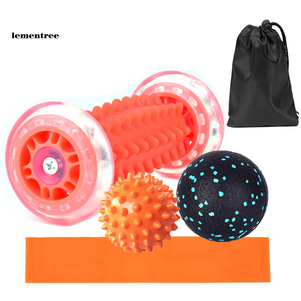 *JSZB* Yoga Block Roller with Trigger Points Massage Ball Latex Belt Body Exercise Set