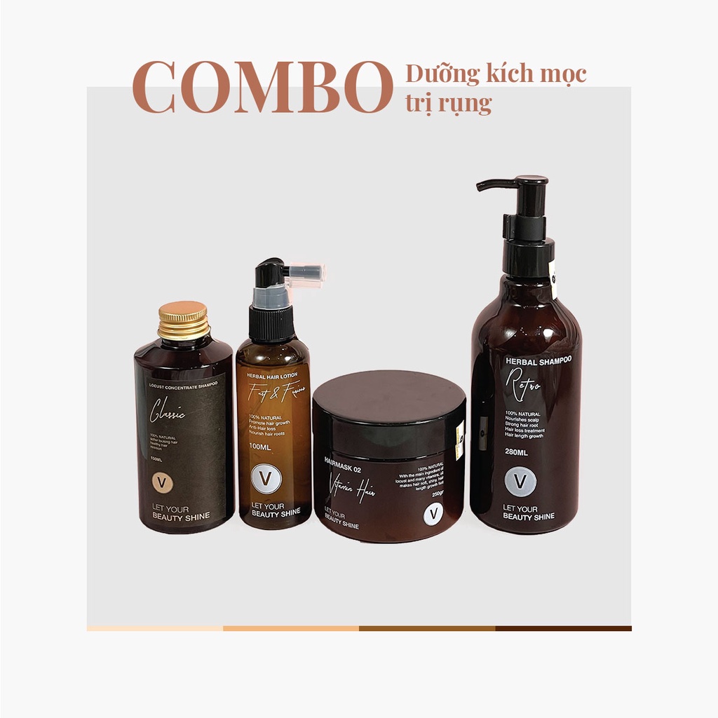 Combo 16 Dưỡng kích mọc, ngăn ngừa rụng tóc chuyên sâu đối với tóc chưa qua hóa chất VyvyHaircare 780ml