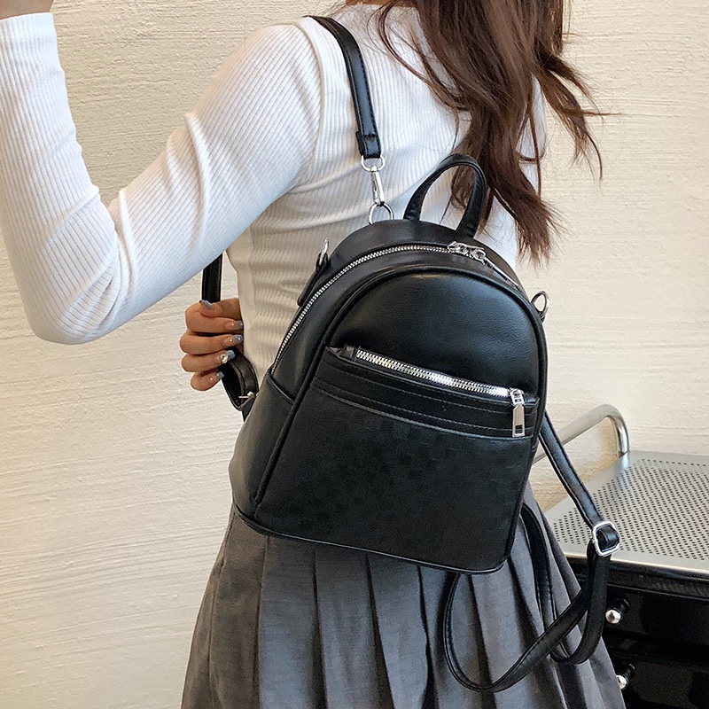 Balo đi học JASMIN NOIR họa tiết caro đơn giản thời trang dành cho nữ