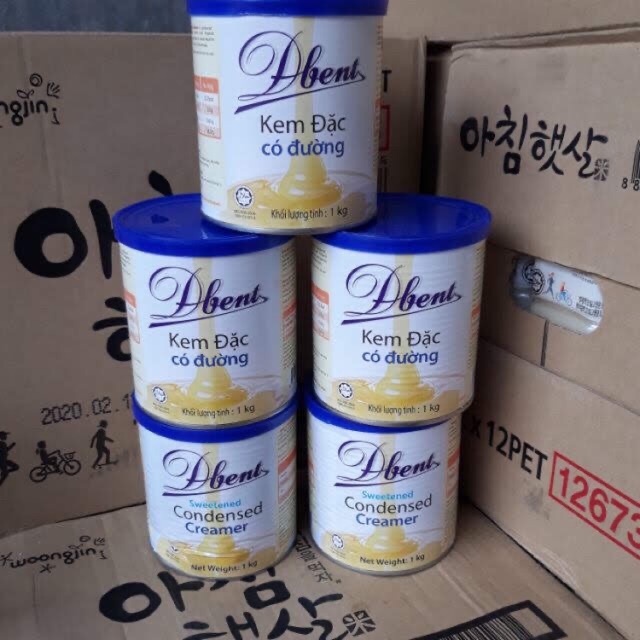 Combo 4 lon sữa đặc Dbent 1kg nhập khẩu Malaysia