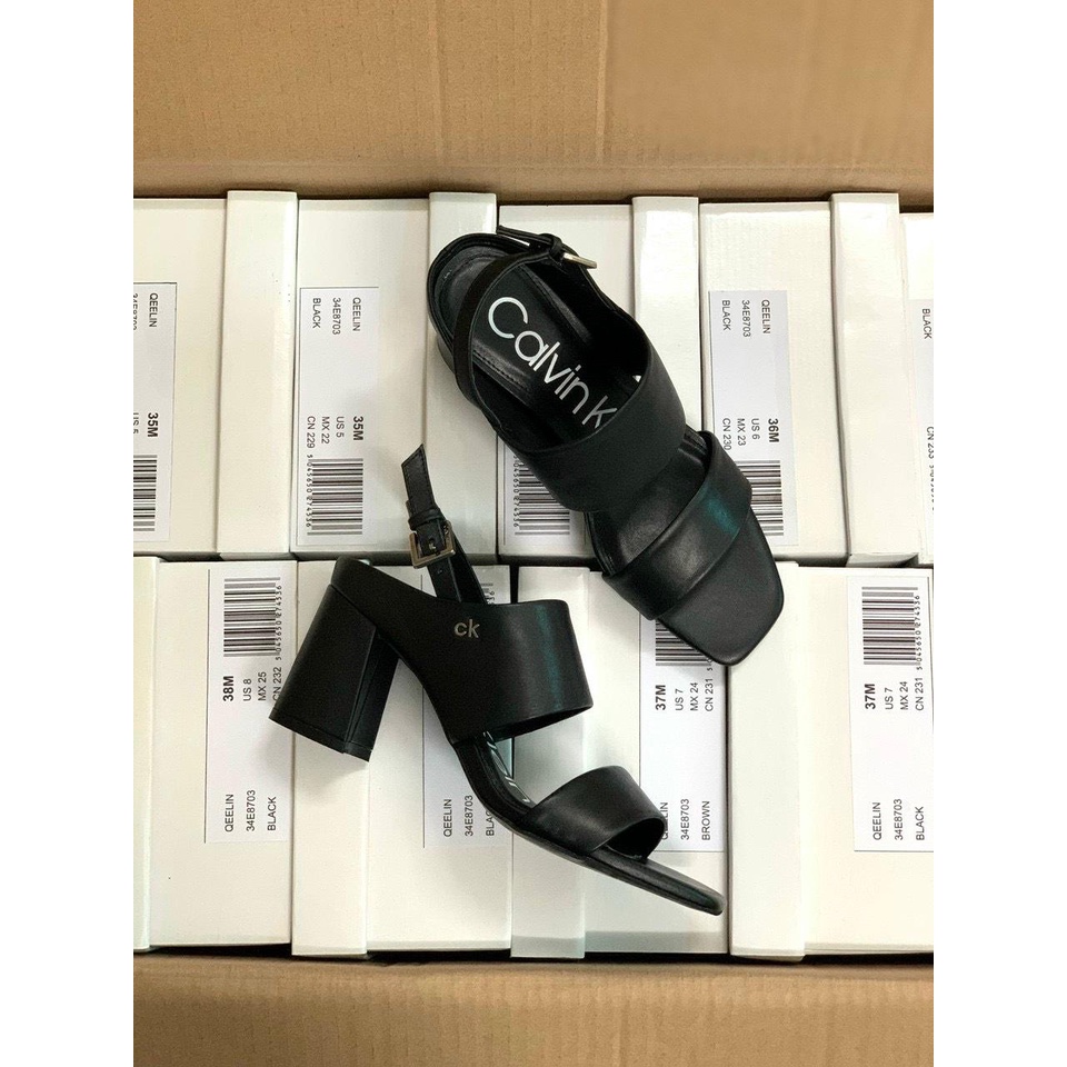 Sandal Calvin Klein gót trụ tréo