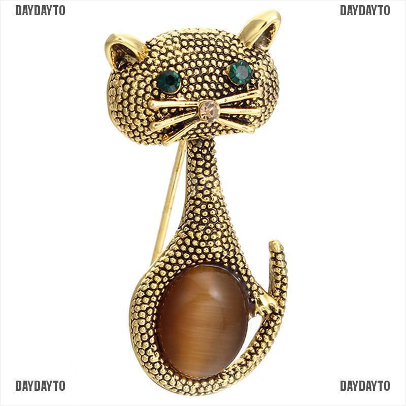 Ghim Cài Áo Hình Mèo Đính Đá Mắt Mèo Thời Trang Cho Nữ