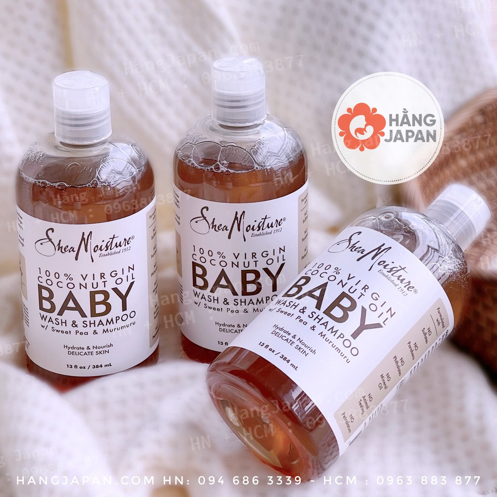 Sữa tắm gội Organic Shea Moisture Baby Wash &amp; Shampoo 384ml cho bé từ 0m+ trở lên