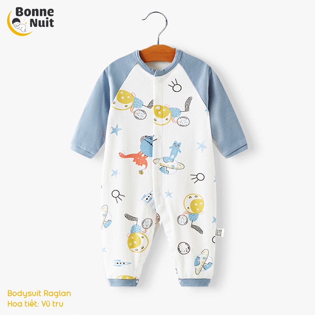 Bodysuit tay Raglan cách điệu trendy 100% Cotton cho bé