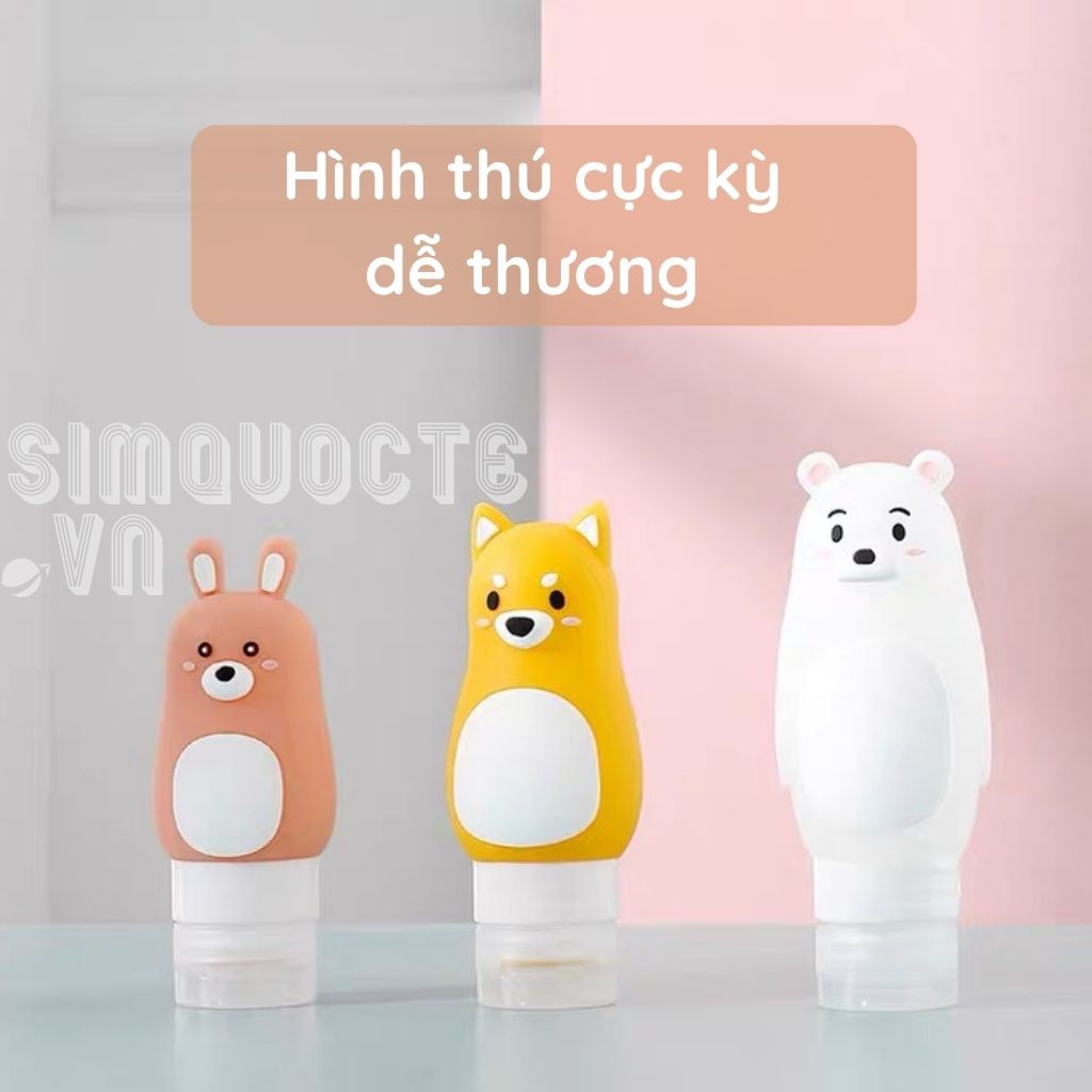 [50-90ML] Bộ chiết mỹ phẩm dầu gội sữa tắm silicon silicone du lịch dễ thương