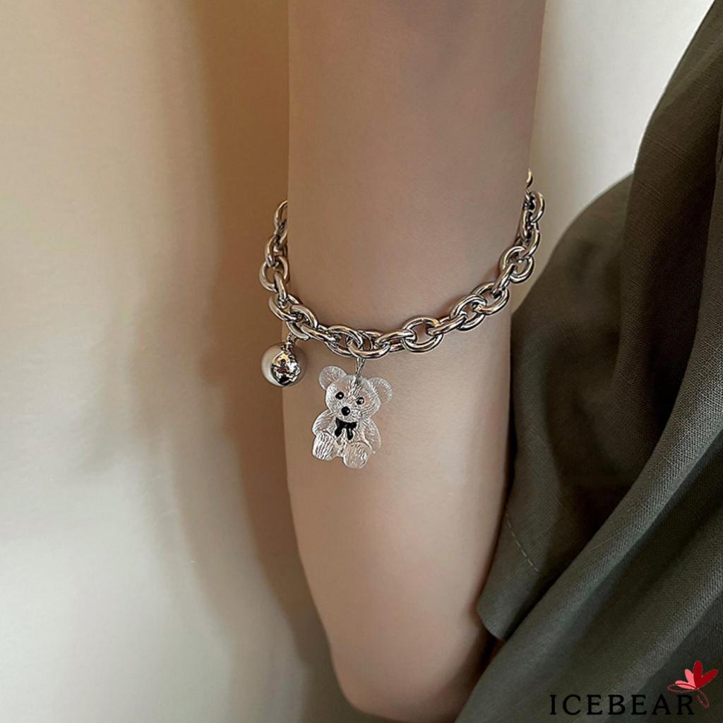 Vòng Đeo Tay Mặt Hình Gấu Dễ Thương Bằng Hợp Kim Có Thể Điều Chỉnh Cho Nam Và Nữ