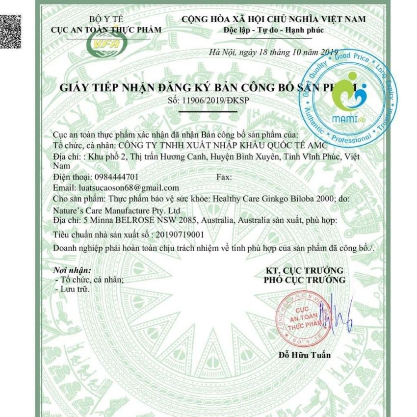 Viên bổ não hộp 100v ÚC tuần hoàn máu não, trí nhớ cho bé từ 12 tuổi và người già Healthy Care Ginkgo Biloba 2000mg | Thế Giới Skin Care