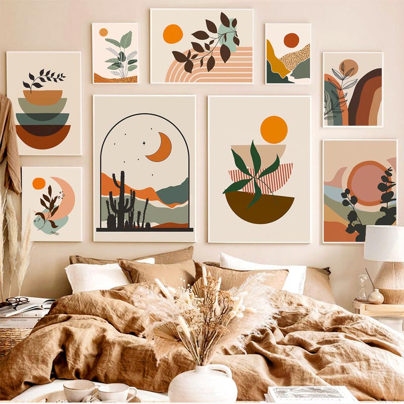 Tranh Vải Canvas Treo Tường Trang Trí Hình Cây Xương Rồng Nghệ Thuật