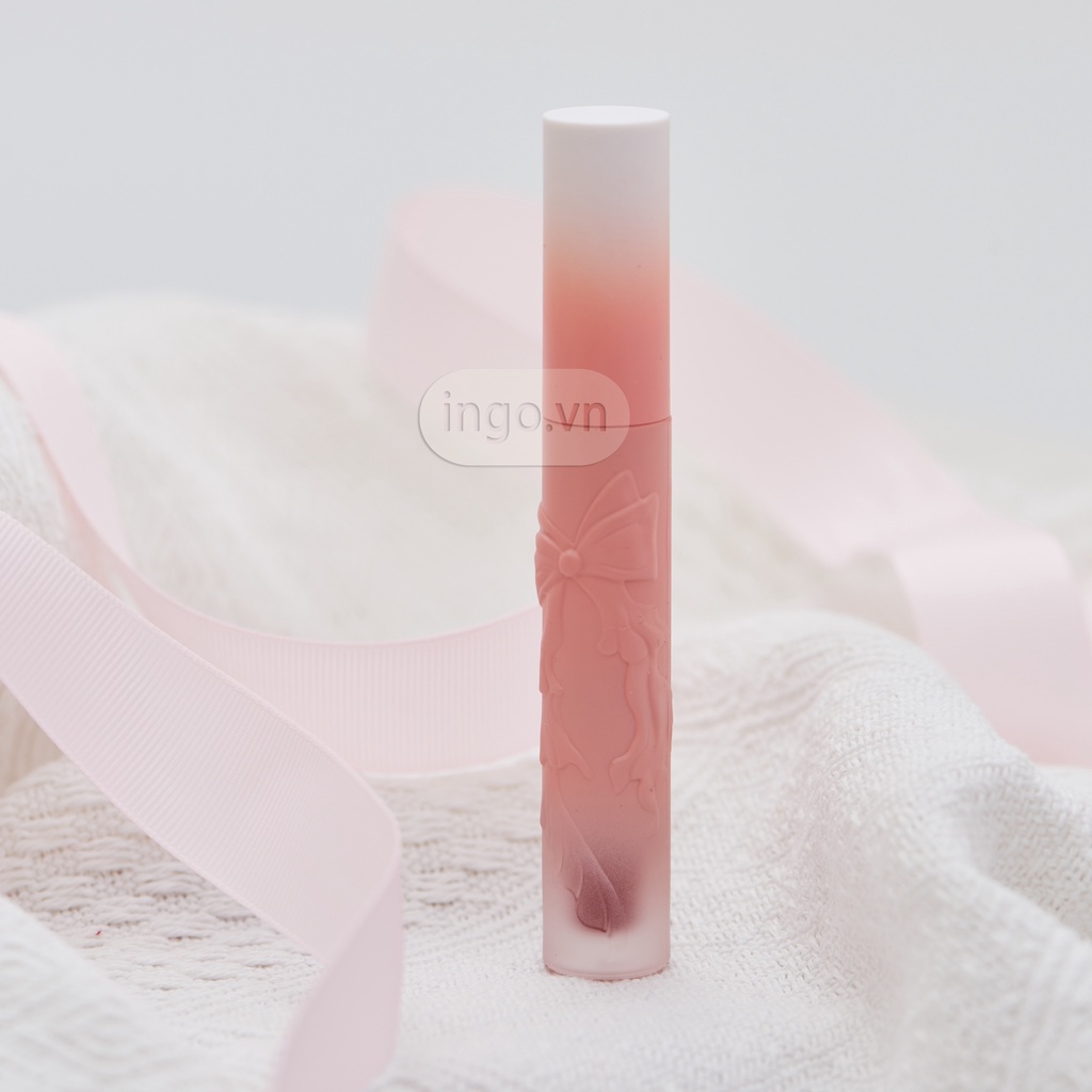 Son Kem Lì MAXFINE， Lip Gloss Lâu Trôi ,Mềm Mại Như Nhung , Vỏ Nơ hồng Mềm Mướt Mịn Lì