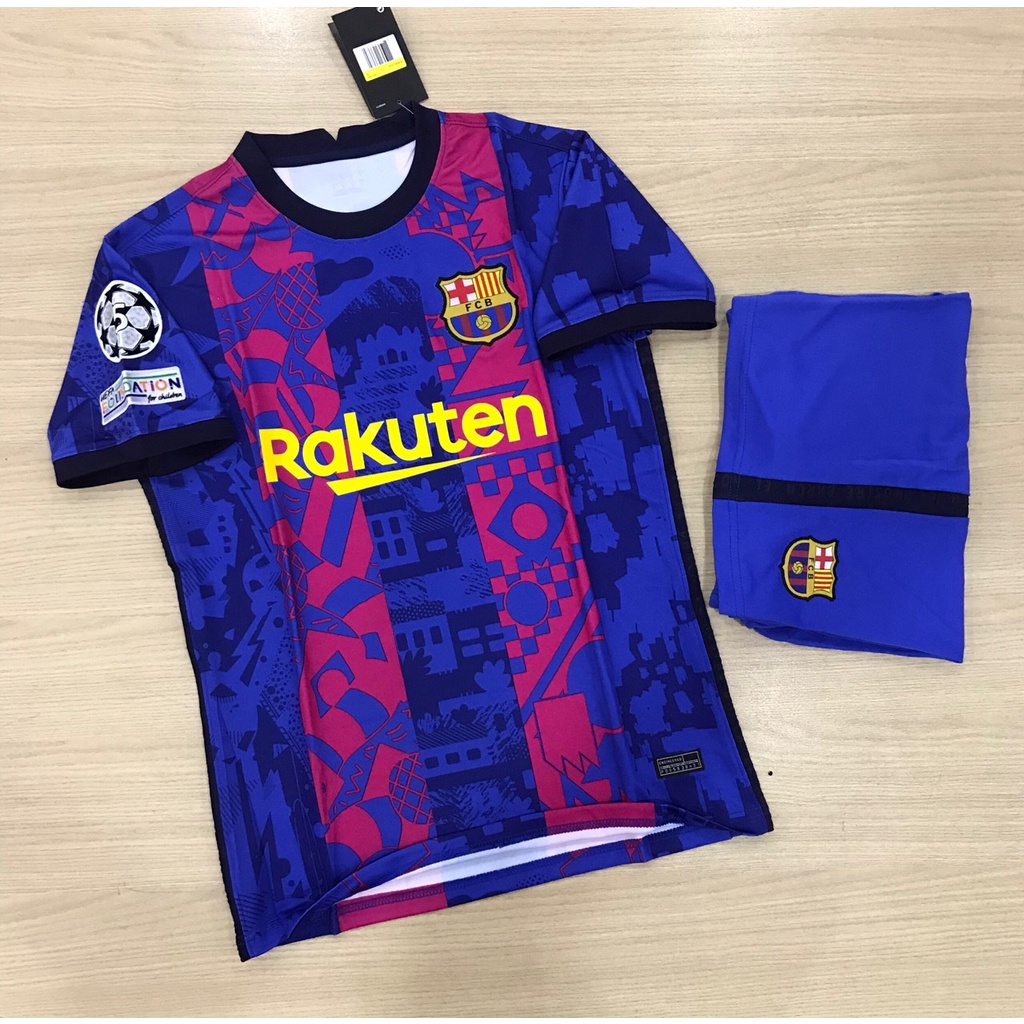 Áo Bóng Đá, Áo Đá Banh CLB Barcelona 2021/2022 - Chuẩn Mẫu Thi Đấu - Vải Polyester Gai Thái