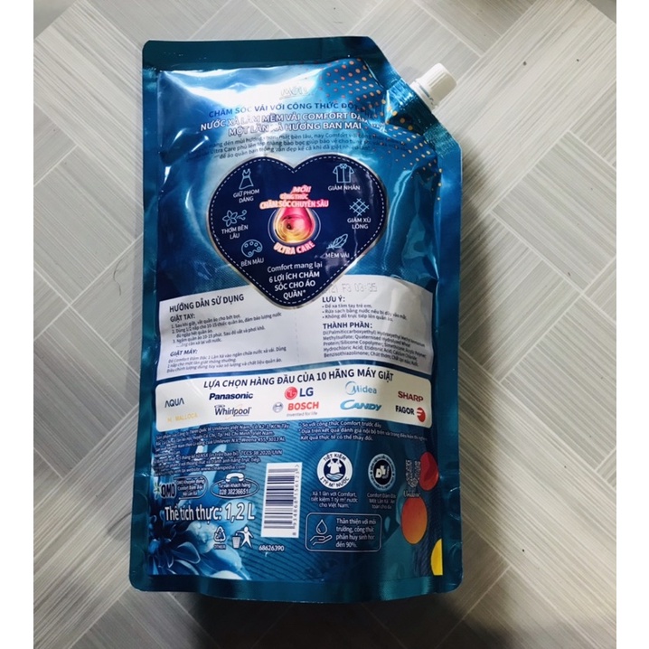Nước xả vải Comfort Một lần xả Hương ban mai túi1,2 lít