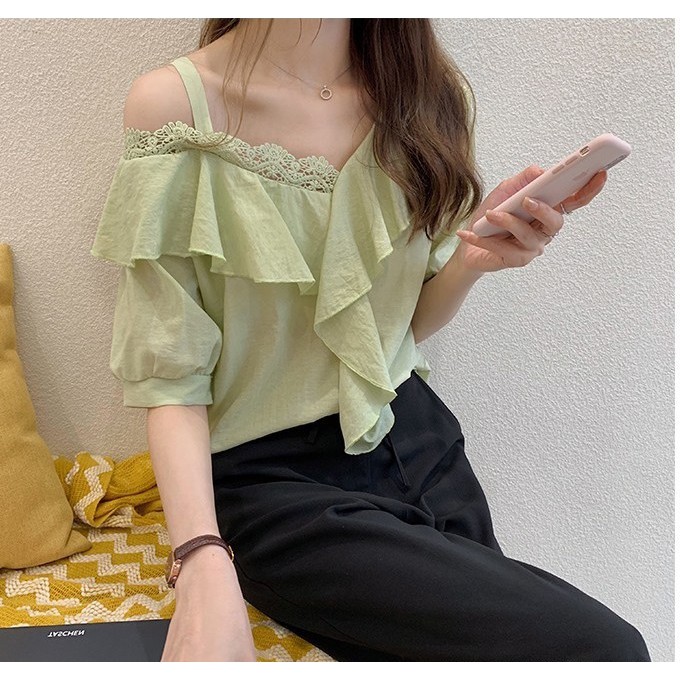 Áo nữ lêch vai phối bèo ale54