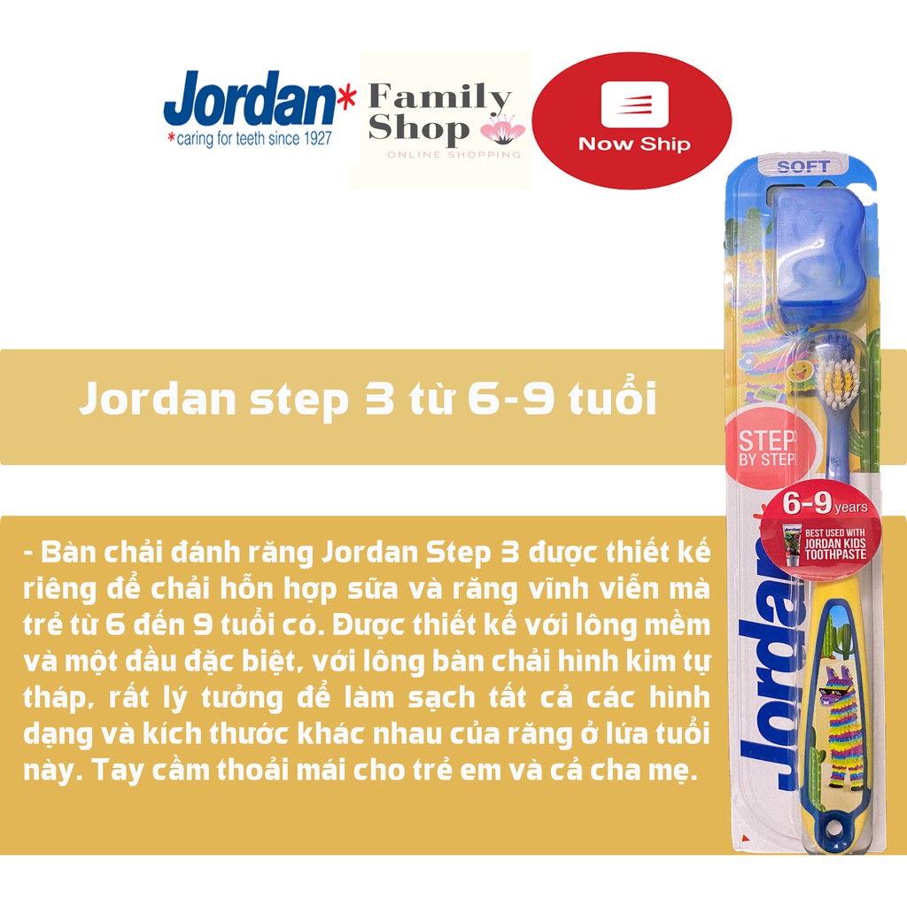 Bàn Chải Đánh Răng Em Bé Jordan Step 1, Step 2, Step 3.