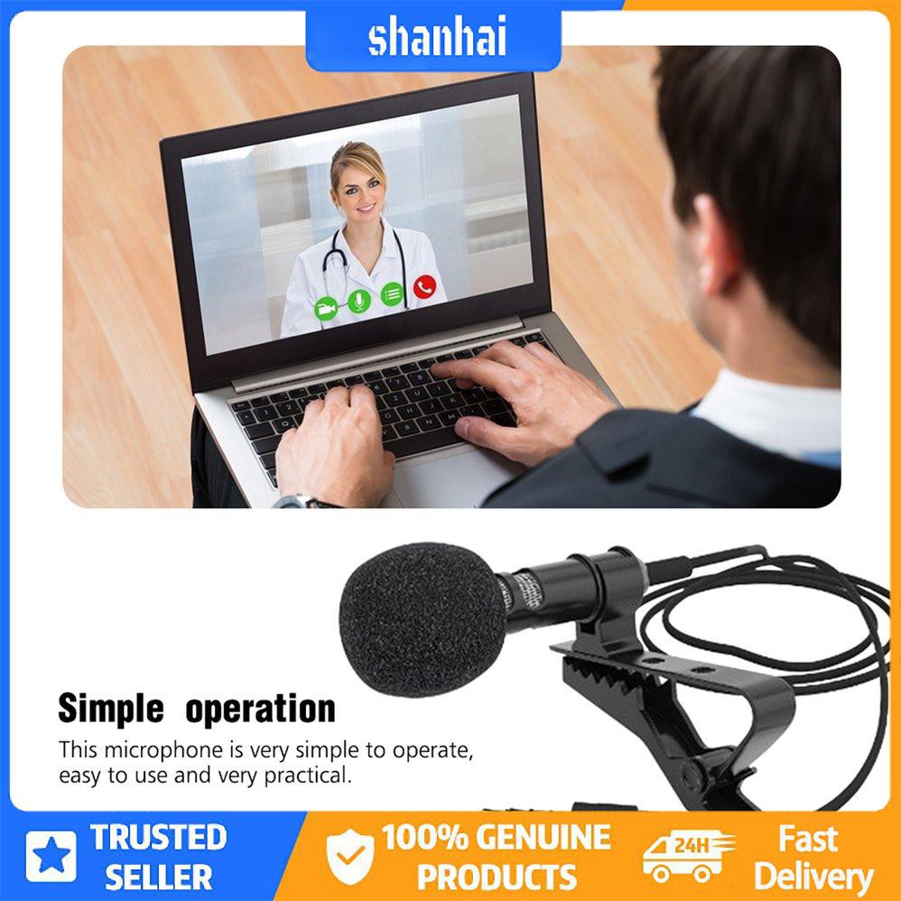 Microphone Condenser Clip-on Veel Lavalier Mic có dây cho điện thoại máy tính xách tay