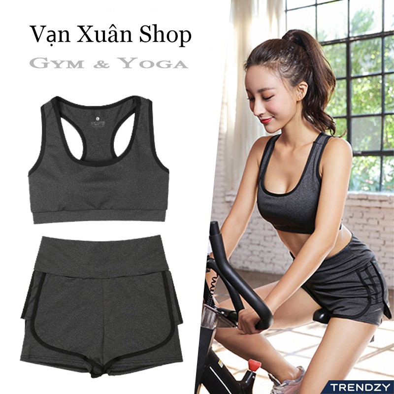 Bộ Tập Thể Thao, Gym, yoga Nữ - Áo Bra - Quần Short Chất Dày Dặn, Co Giãn 4 Chiều Thoải Mái Vận Động