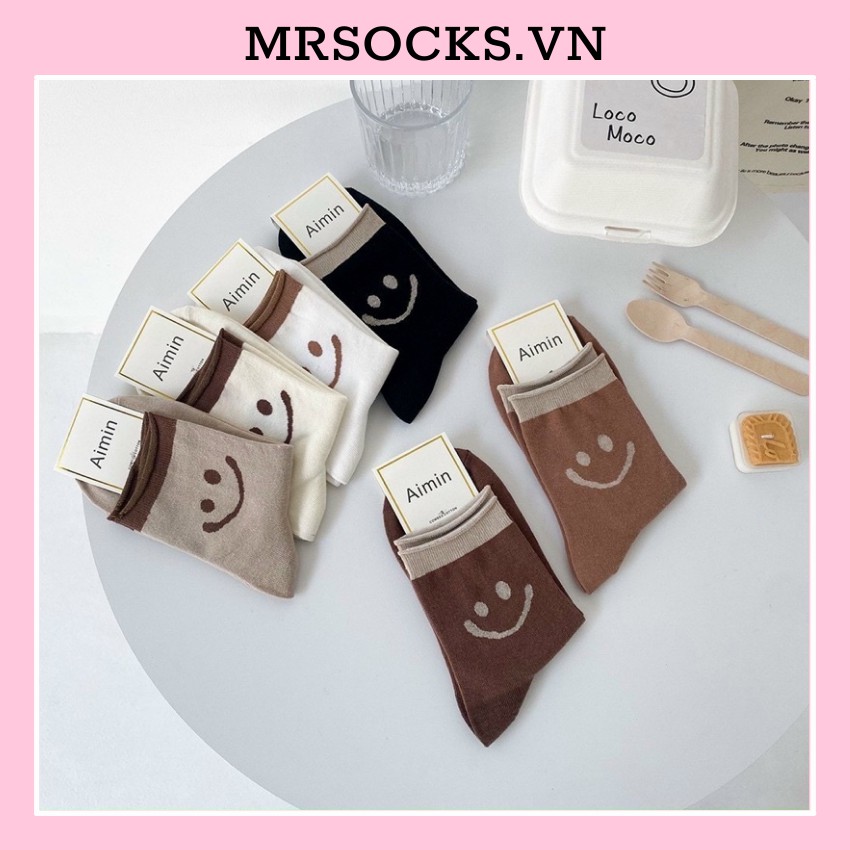 Vớ Tất Cổ Cao Mặt Cười Smile Cotton kháng khuẩn, hàng loại 1 bao đổi trả dành cho cả nam và nữ