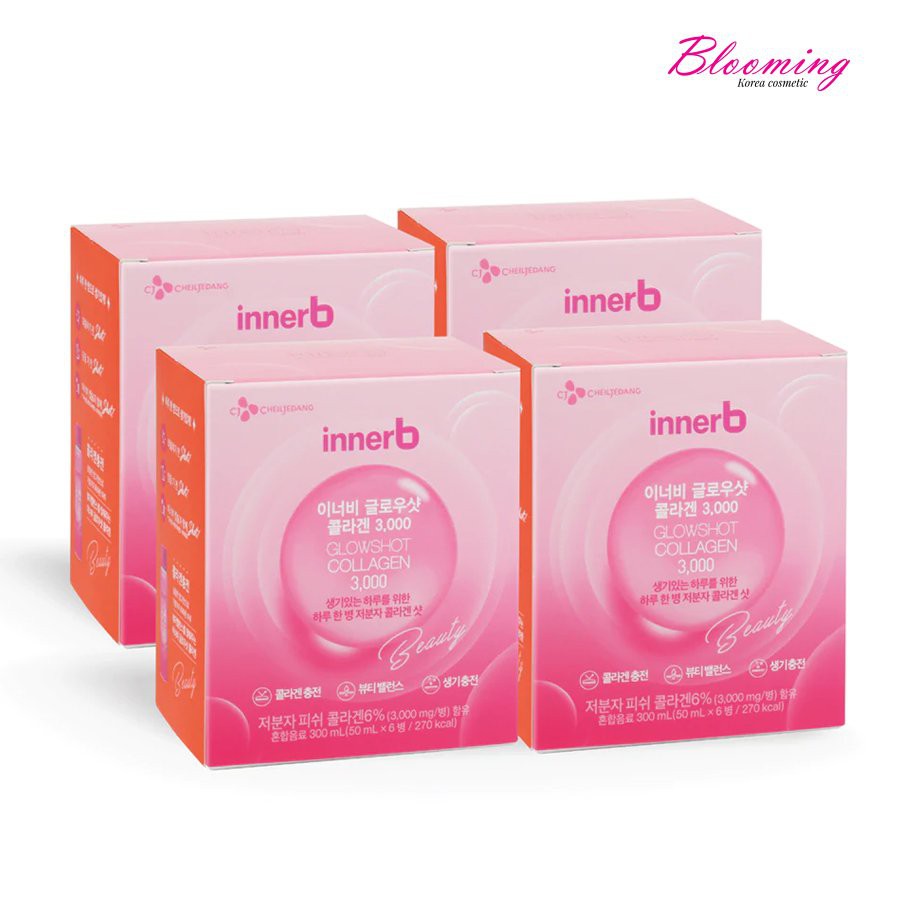 Combo 4 hộp nước uống Collagen Vitamin C sáng da InnerB Glowshot 50ml x 6chai/hộp | BigBuy360 - bigbuy360.vn