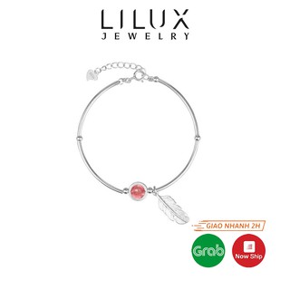 Vòng tay bạc nữ mẫu lông vũ LILUX đính hạt ngọc  LT12