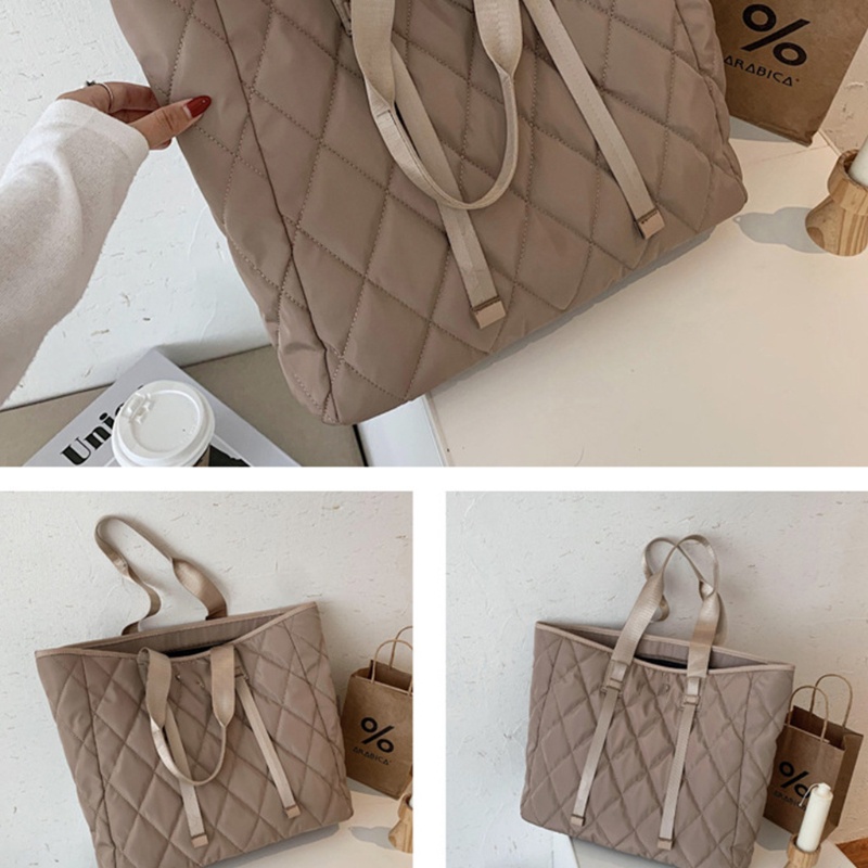 Túi Xách Nylon Sức Chứa Lớn Màu Trơn Họa Tiết Vintage Dành Cho Nữ