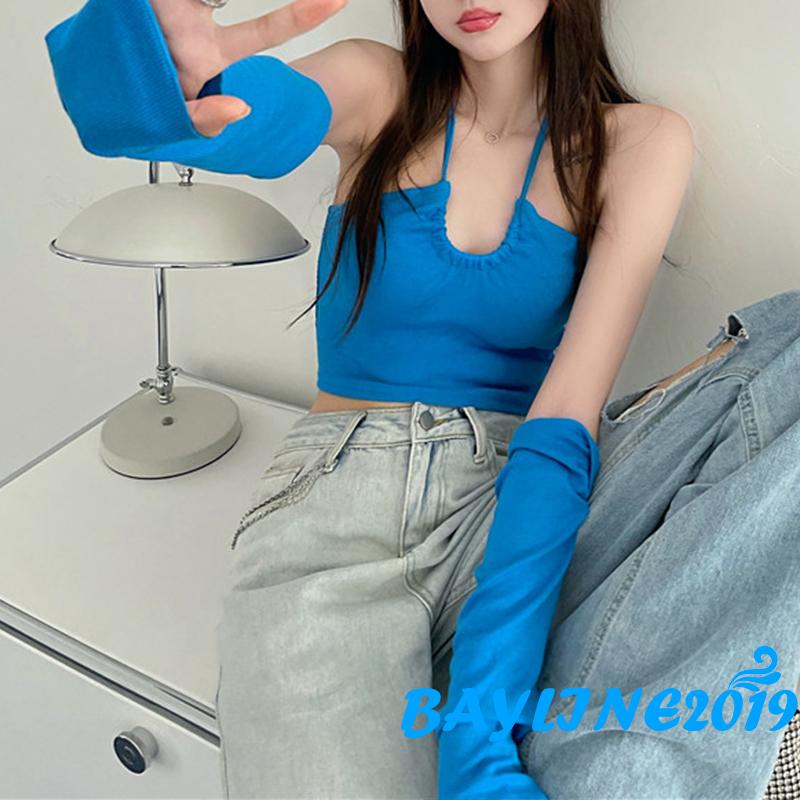 Set áo lửng cổ yếm hở lưng màu sắc thời trang quyến rũ cho nữ