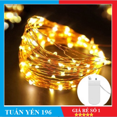 (Xài pin CR2032) Dây Đèn Led Đom Đóm Chipsbling Fairy Lights 2m 20 bóng vàng nắng trang trí phối cảnh
