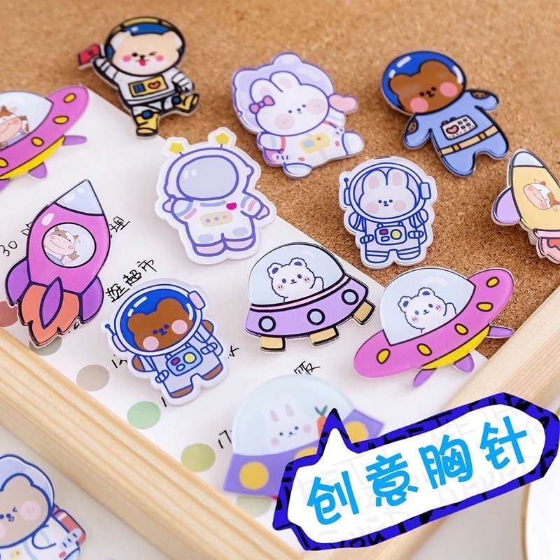 Phụ Kiện Sticker Gim Cài Trang Trí Balo Ulzzang Túi Ví Dễ Thương - Huy Hiệu Cài Cặp Học Sinh, Mũ, Nón - Combo 3 Pin Cài