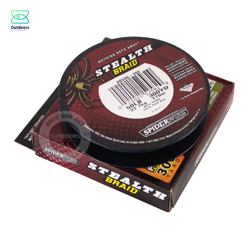 Dây bện câu cá Spider Wire Stealth Braid 300yd (275m) cuộn lớn