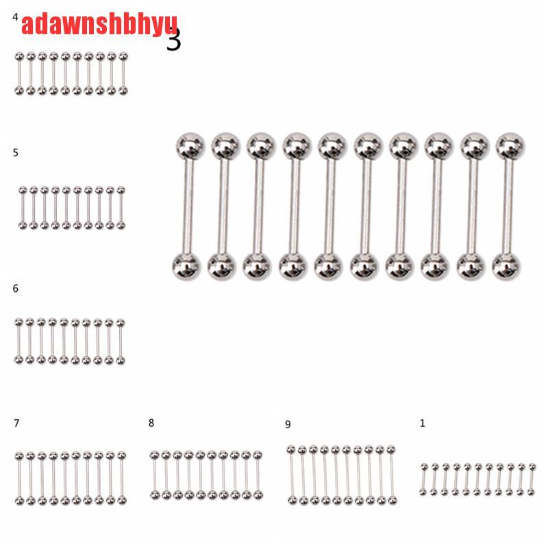 Set 10 Khuyên Rốn / Lưỡi / Rốn Bằng Thép Không Gỉ